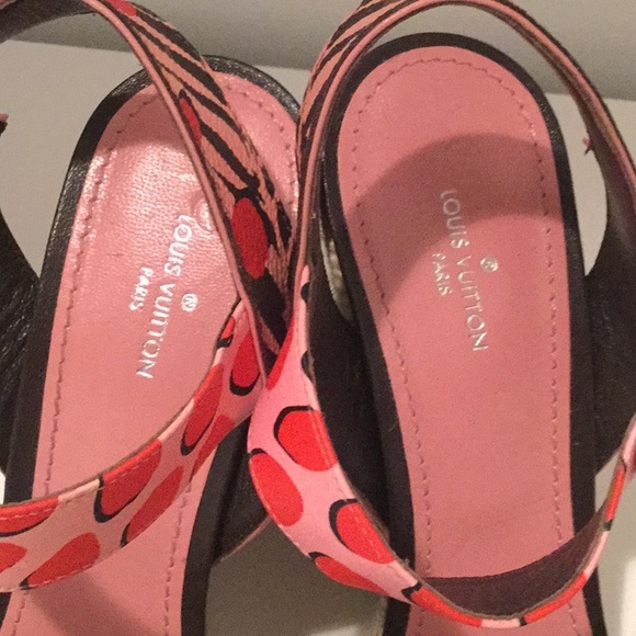 Louis Vuitton pink printed monogram canvas wedges - Picture 7 of 8